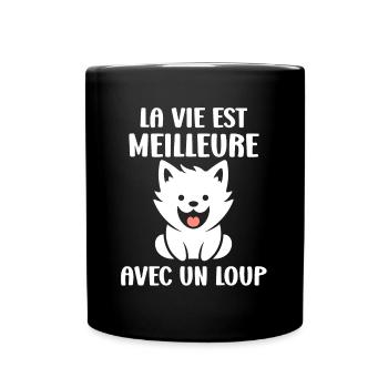Humour animal petit loup - Mug uni - noir - Devant