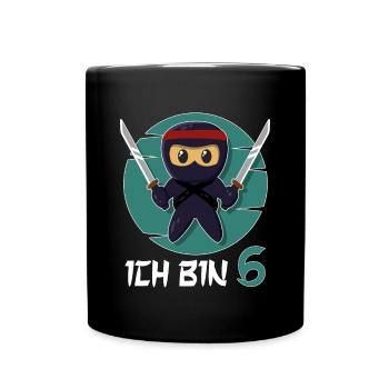 Ich Bin 6 Ninja 6. Geburtstag Jungen 6. Geburtstag - Tasse einfarbig - Schwarz - Vorne