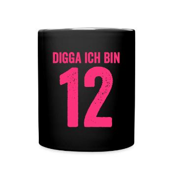 Digga Je suis 12 ans fille 12e anniversaire Dame - Mug uni - noir - Devant