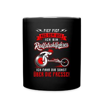 Rollifahrer Menschen Mit Behinderung Rollstuhl - Tasse einfarbig - Schwarz - Vorne