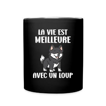 Humour loup - Mug uni - noir - Devant