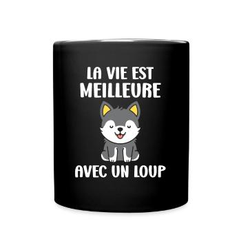Humour loup - Mug uni - noir - Devant