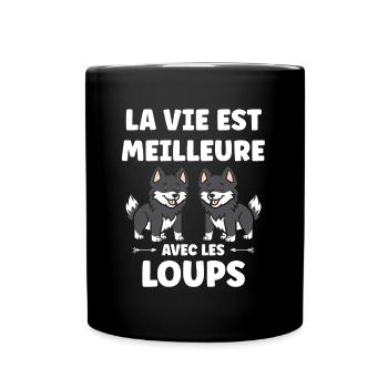 Humour loup - Mug uni - noir - Devant