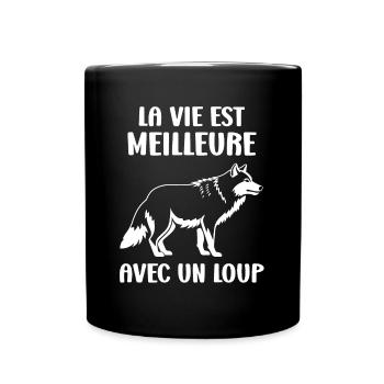 Humour loup - Mug uni - noir - Devant