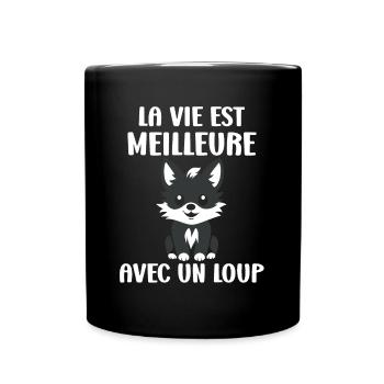 Humour loup - Mug uni - noir - Devant