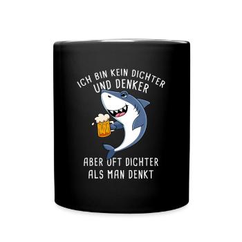 Ich Bin Kein Dichter Und Denker Biertrinker - Tasse einfarbig - Schwarz - Vorne