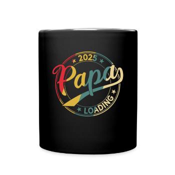 Papa 2025 Loading Retro Werdender Papa 2025 - Tasse einfarbig - Schwarz - Vorne