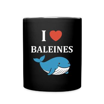 Baleines bleu Amour baleine - Mug uni - noir - Devant