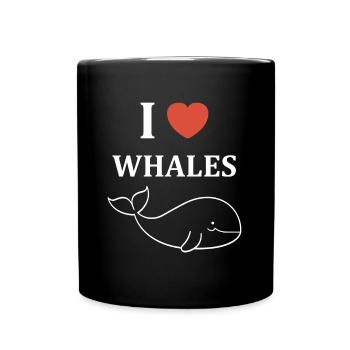 Baleines bleu Amour baleine - Mug uni - noir - Devant