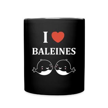 Baleines bleu Amour baleine - Mug uni - noir - Devant