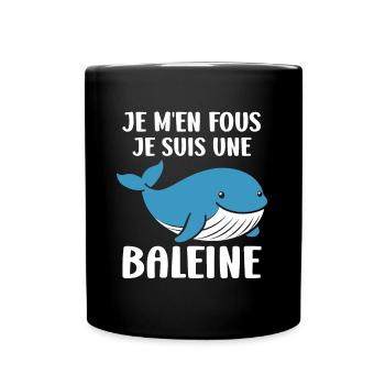Baleines bleu Amour baleine - Mug uni - noir - Devant