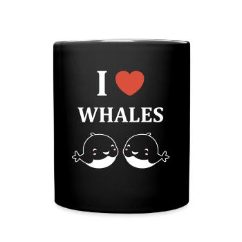 Baleines bleu Amour baleine - Mug uni - noir - Devant