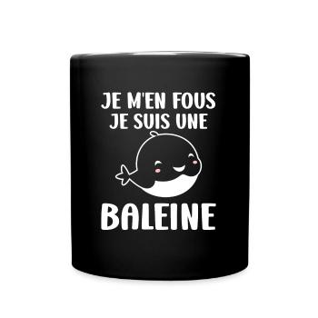 Baleines bleu Amour baleine - Mug uni - noir - Devant
