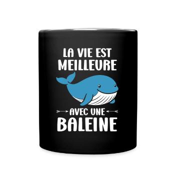 Baleines bleu Amour baleine - Mug uni - noir - Devant