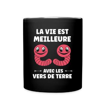 Humour ver de terre - Mug uni - noir - Devant