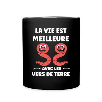 Humour ver de terre - Mug uni - noir - Devant