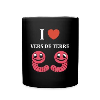 Humour ver de terre - Mug uni - noir - Devant