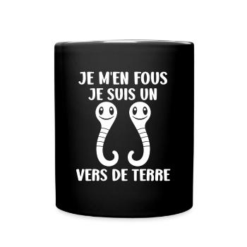 Humour ver de terre - Mug uni - noir - Devant