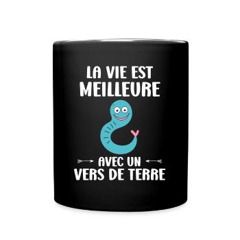 Humour ver de terre - Mug uni - noir - Devant