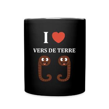 Humour ver de terre - Mug uni - noir - Devant