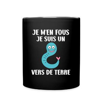 Humour ver de terre - Mug uni - noir - Devant