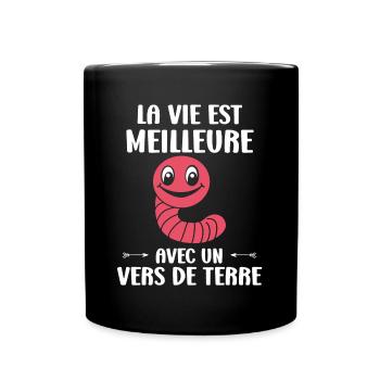 Humour ver de terre - Mug uni - noir - Devant