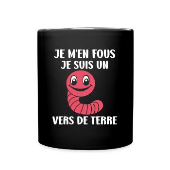 Humour ver de terre - Mug uni - noir - Devant