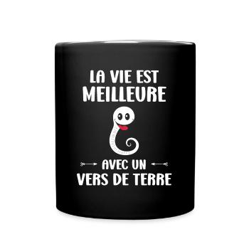 Humour ver de terre - Mug uni - noir - Devant