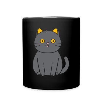 Chartreux kleine Katze - Tasse einfarbig - Schwarz - Vorne