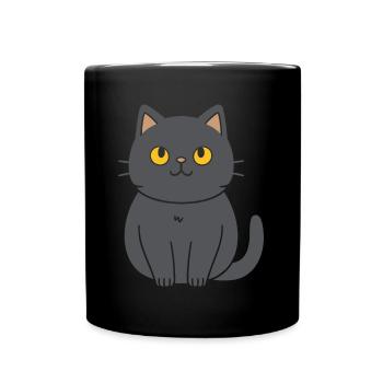 Chartreux kleine Katze - Tasse einfarbig - Schwarz - Vorne