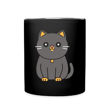 Chartreux kleine Katze - Tasse einfarbig - Schwarz - Vorne