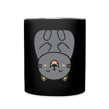 Chartreux kleine Katze - Tasse einfarbig - Schwarz - Vorne