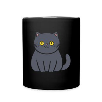 Chartreux kleine Katze - Tasse einfarbig - Schwarz - Vorne