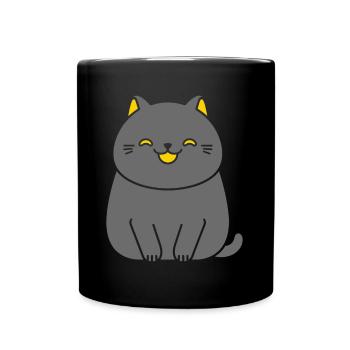 Chartreux kleine Katze - Tasse einfarbig - Schwarz - Vorne