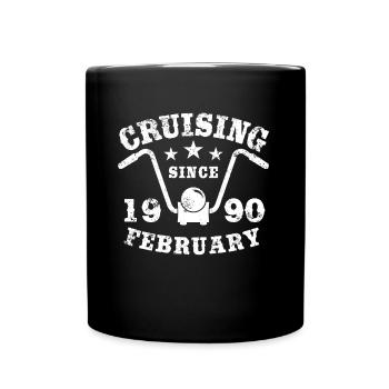 Cruising Biker Geburtstag Februar 1990 Motorrad - Tasse einfarbig - Schwarz - Vorne