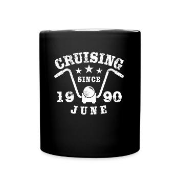 Cruising Biker Geburtstag Juni 1990 Motorrad - Tasse einfarbig - Schwarz - Vorne