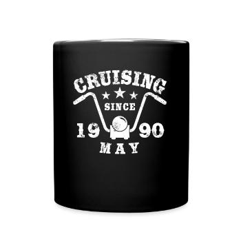 Cruising Biker Geburtstag Mai 1990 Motorrad - Tasse einfarbig - Schwarz - Vorne