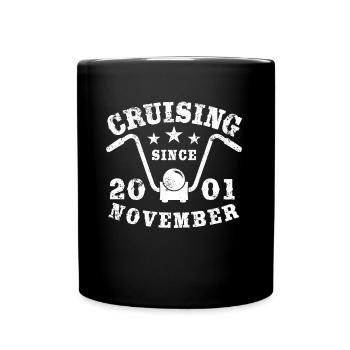 Cruising Biker Geburtstag November 2001 Motorrad - Tasse einfarbig - Schwarz - Vorne