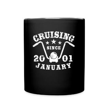 Cruising Biker Geburtstag Januar 2001 Motorrad - Tasse einfarbig - Schwarz - Vorne