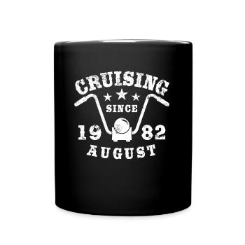 Cruising Biker Geburtstag August 1982 Motorrad - Tasse einfarbig - Schwarz - Vorne
