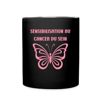 Sensibilisation cancer du sein - Mug uni - noir - Devant