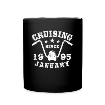 Cruising Biker Geburtstag Januar 1995 Motorrad - Tasse einfarbig - Schwarz - Vorne