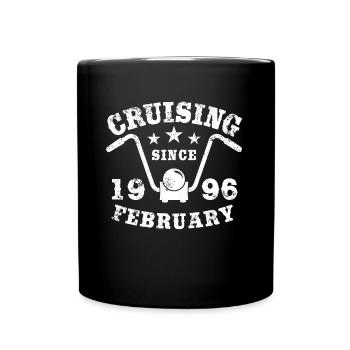 Cruising Biker Geburtstag Februar 1996 Motorrad - Tasse einfarbig - Schwarz - Vorne
