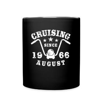 Cruising Biker Geburtstag August 1966 Motorrad - Tasse einfarbig - Schwarz - Vorne
