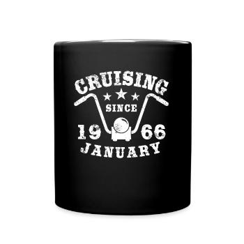Cruising Biker Geburtstag Januar 1966 Motorrad - Tasse einfarbig - Schwarz - Vorne