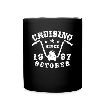 Cruising Biker Geburtstag Oktober 1987 Motorrad - Tasse einfarbig - Schwarz - Vorne