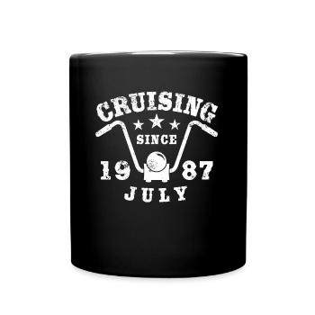Cruising Biker Geburtstag Juli 1987 Motorrad - Tasse einfarbig - Schwarz - Vorne