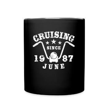 Cruising Biker Geburtstag Juni 1987 Motorrad - Tasse einfarbig - Schwarz - Vorne