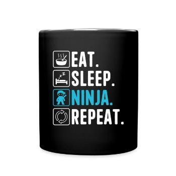 Eat Sleep Ninja Repeat Ninja Karate Boy Ninja - Full Colour Mug - black - Front