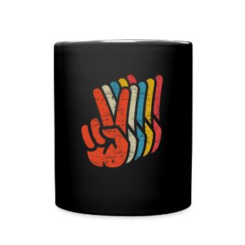 Peace Zeichen V Hand Frieden Retro Peace - Tasse einfarbig - Schwarz - Vorne